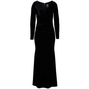 VINCE CAMUTO Plus 22W Black Velvet VNeck Wrap Ruched Bodice‎ Long Sleeve Gown